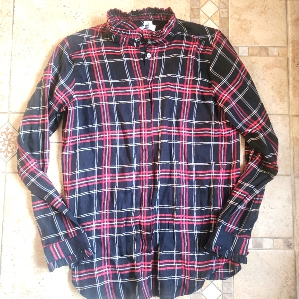 Loft plaid sheer blouse